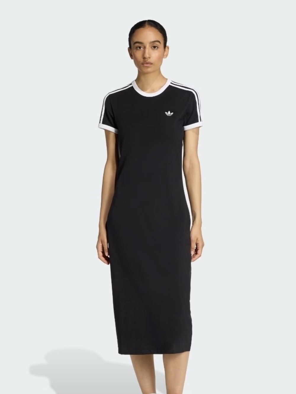 adidas Black and White Short-Sleeve Midi Tee Dress